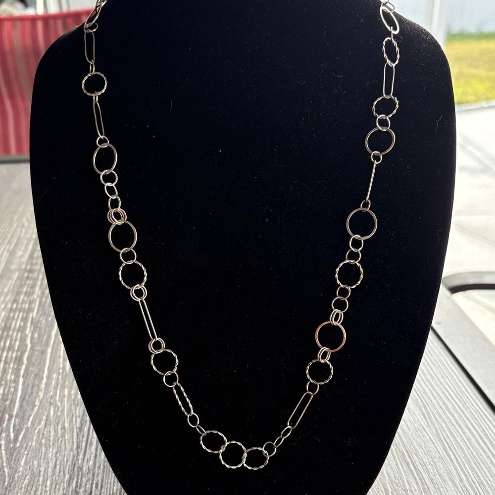 Handmade Sterling Silver alternating links Chain Necklace